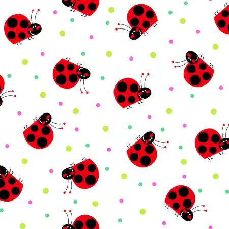 Comfy Prints Ladybug White Flanel