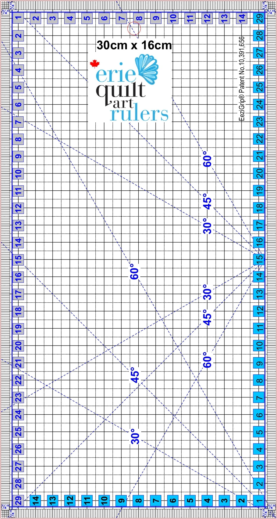 Erie Quilt Art 16cm x 30cm Non-Slip Quilting Ruler