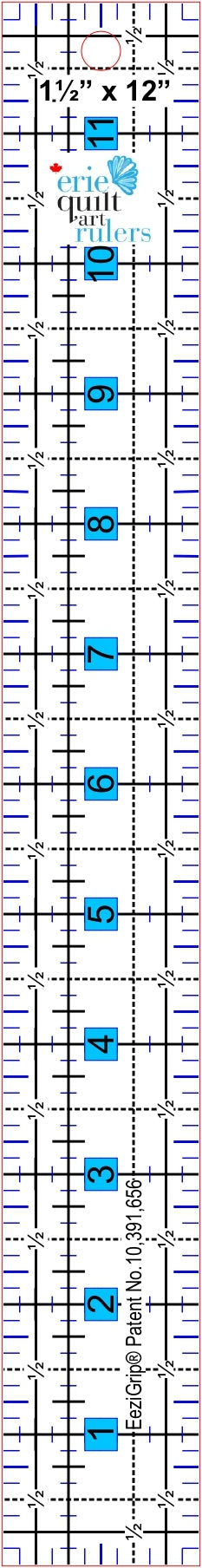 Erie Quilt Art 1.5" x 12" Non-Slip Quilting Ruler