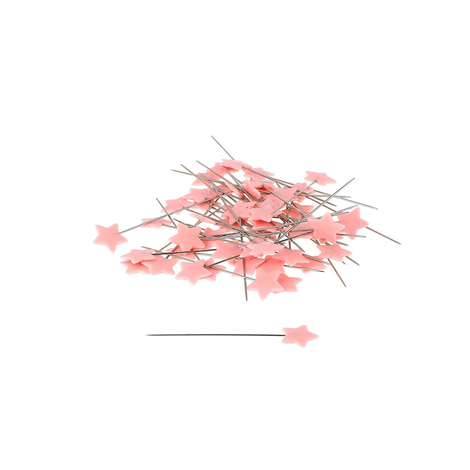 Plastic Flat Head Pins Pink Stars