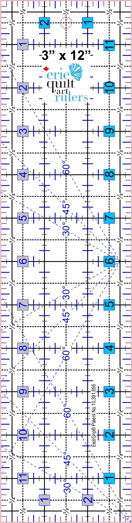 Erie Quilt Art 3" x 12" Non-Slip Quilting Ruler