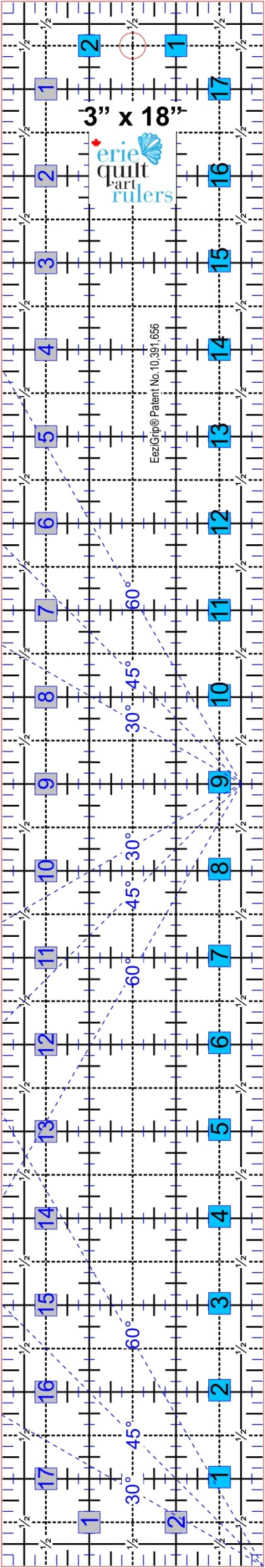 Erie Quilt Art 3" x 18" non-Slip Ruler