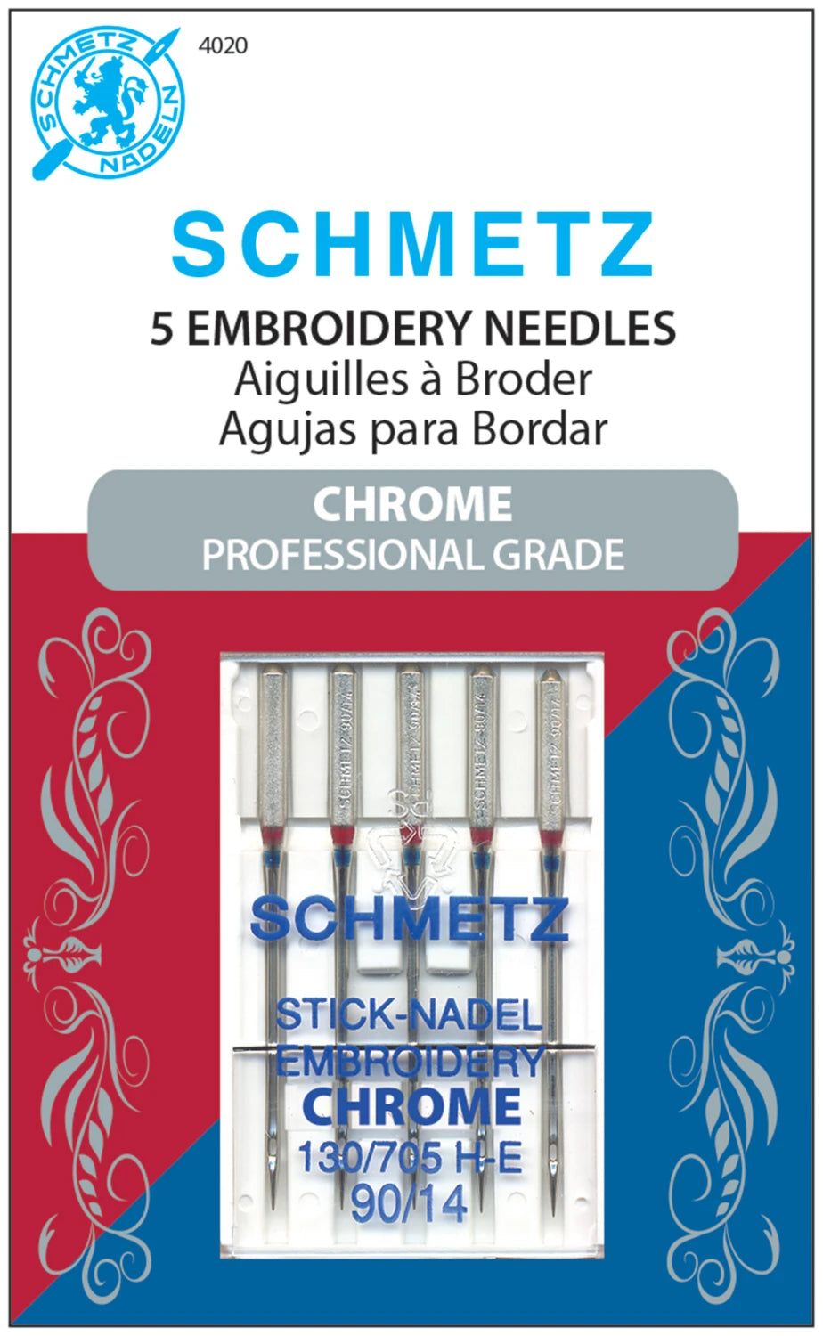 Chrome Embroidery Schmetz Needles 90-14 - 5ct