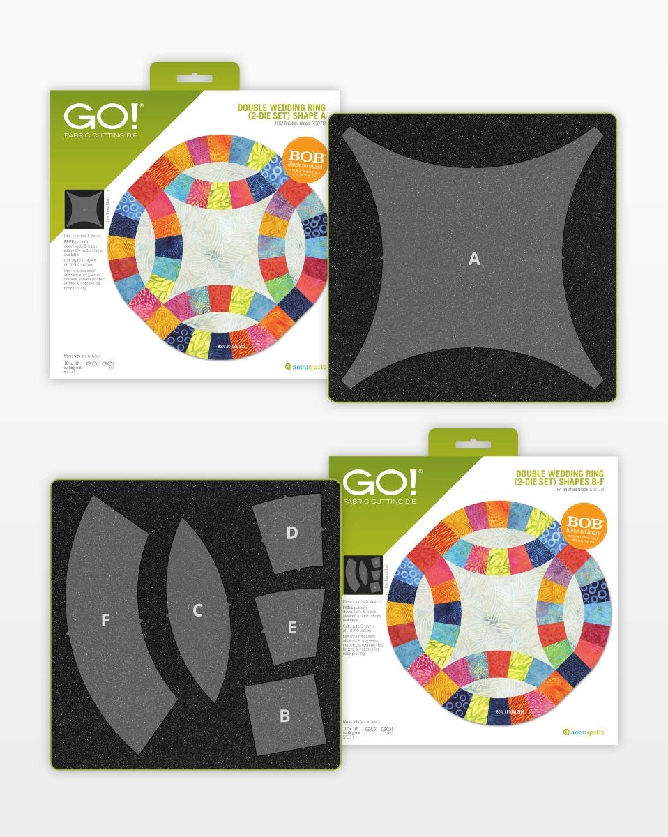 ACCUQUILT GO! DOUBLE WEDDING RING - 11 1/2" FINISHED - 2-DIE SET