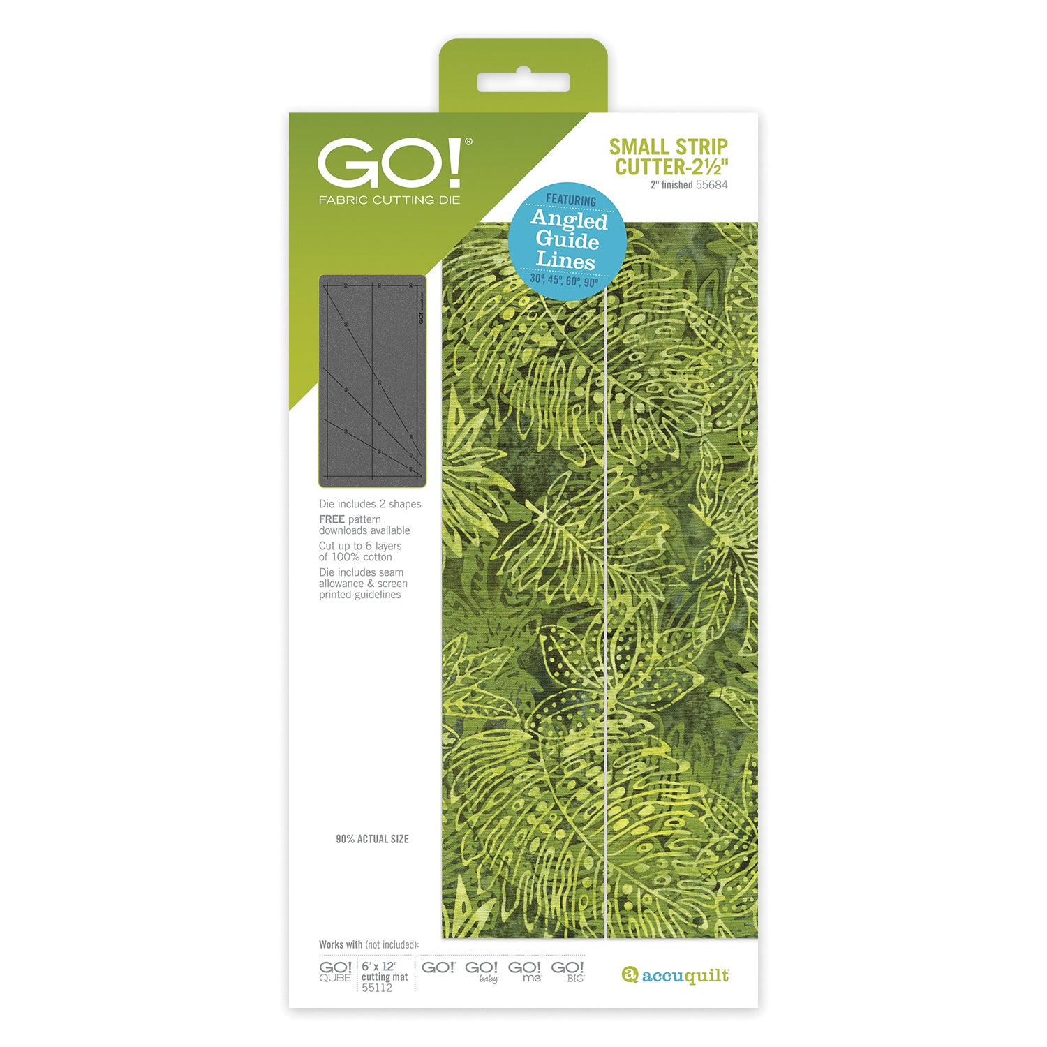 AccuQuilt Go! Fabric Cutting Die Small Strip Cutter 2 1/2"