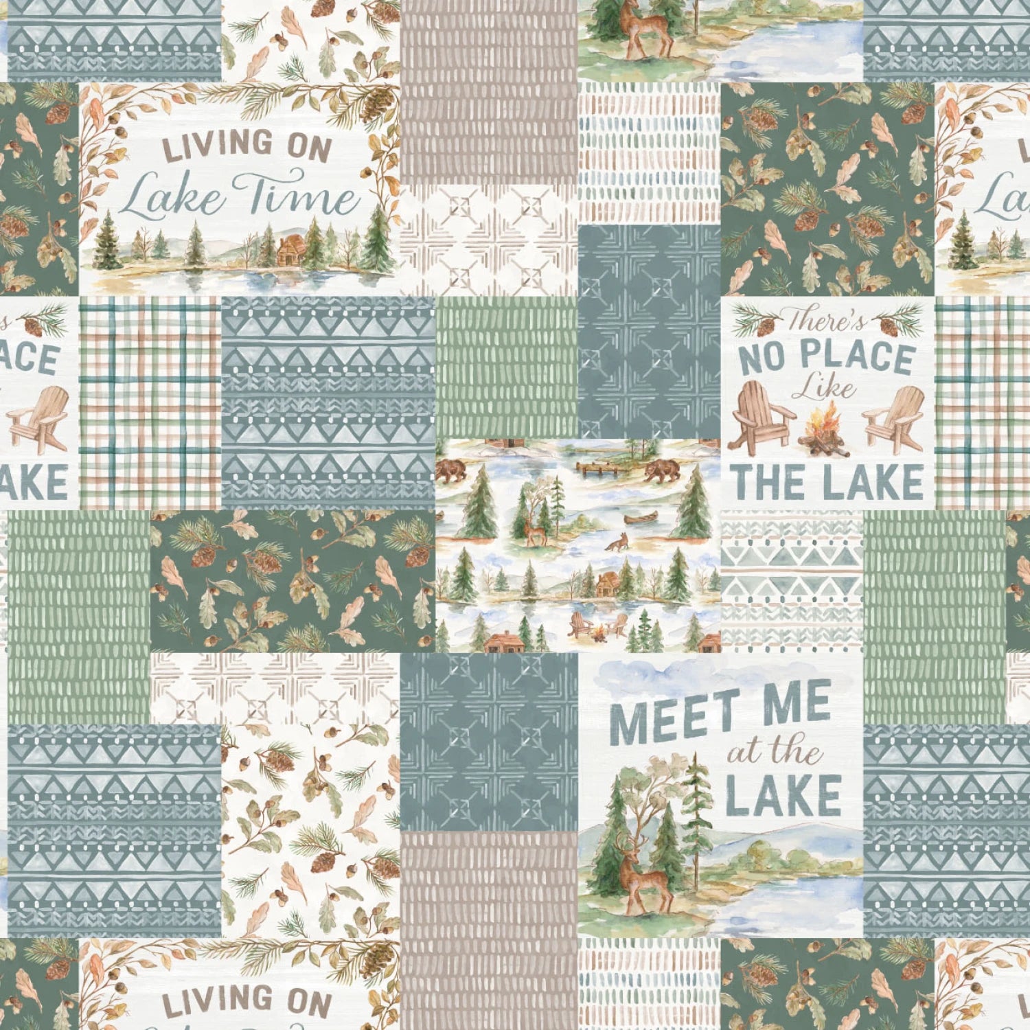 Living On Lake Time Retreat Patchwork - Multi