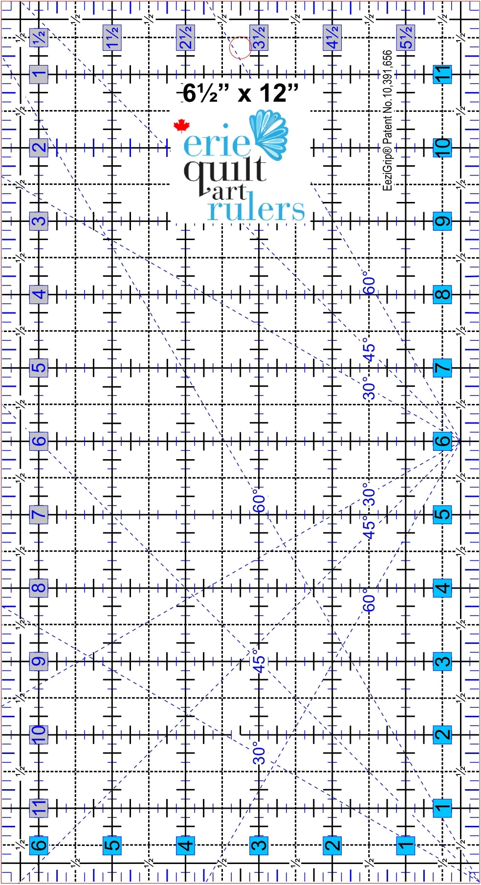 Erie Quilt Art 6.5" x 12" Non-Slip Quilting Ruler