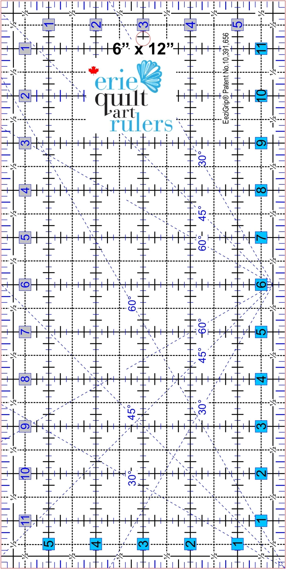 Erie Quilt Art 6" x 12" Non-Slip Quilting Ruler
