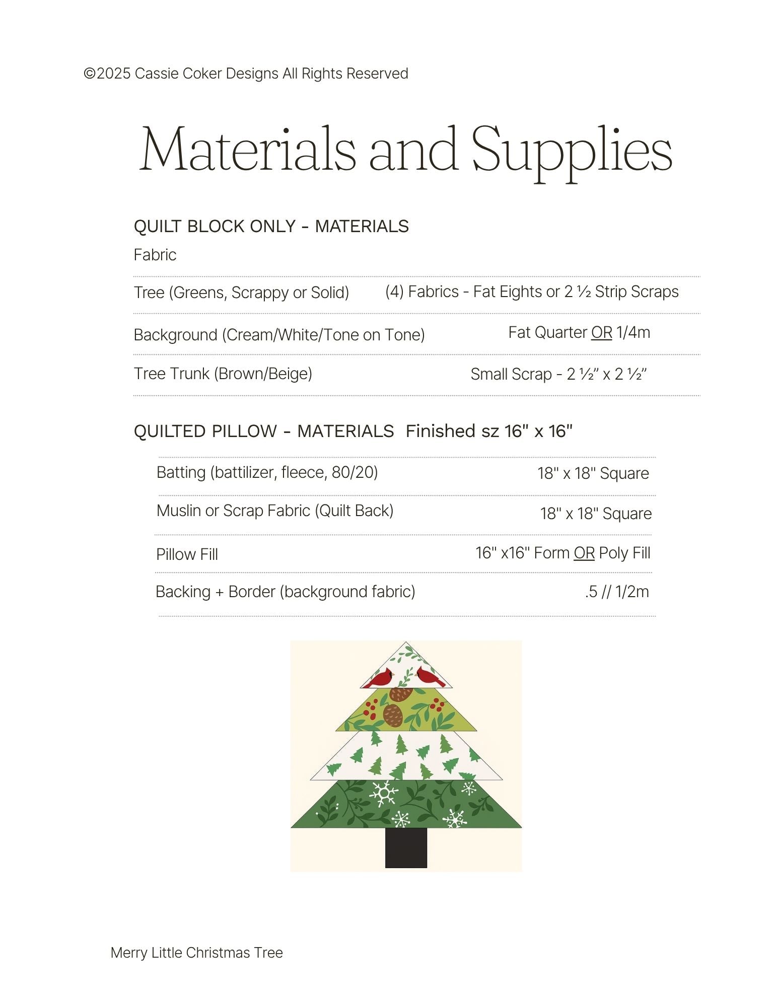 Merry Little Christmas Tree Pattern