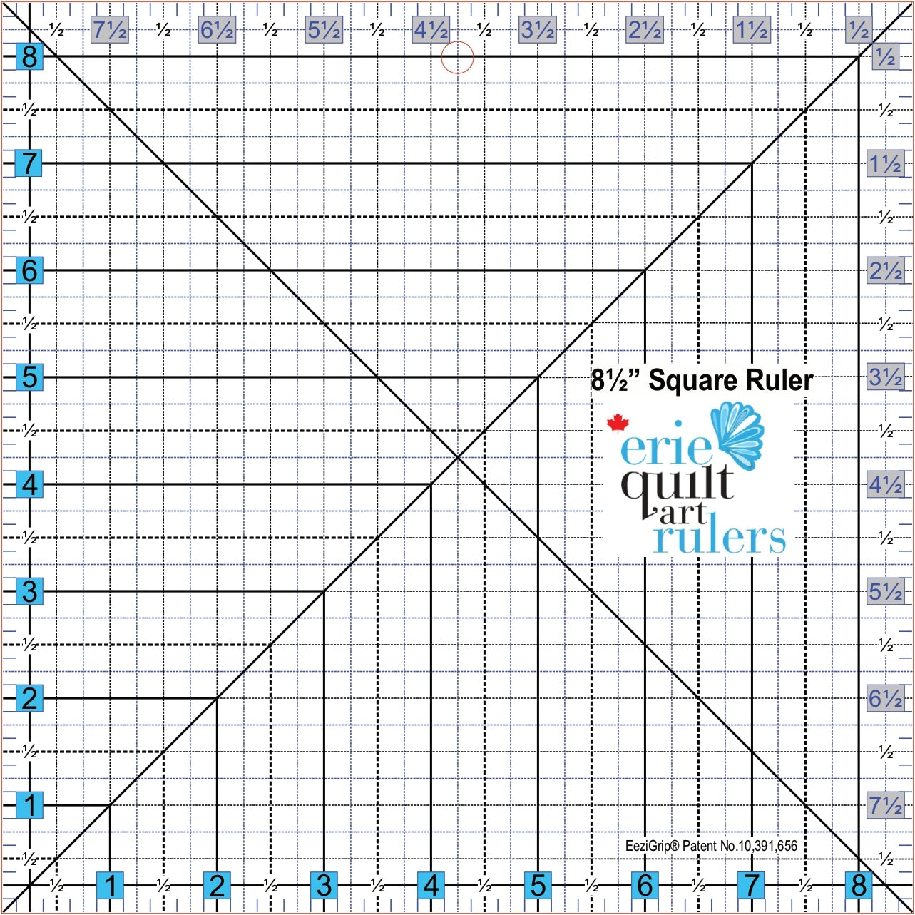 Erie Quilt Art 8.5" x 8.5" Non-Slip Quilting Ruler