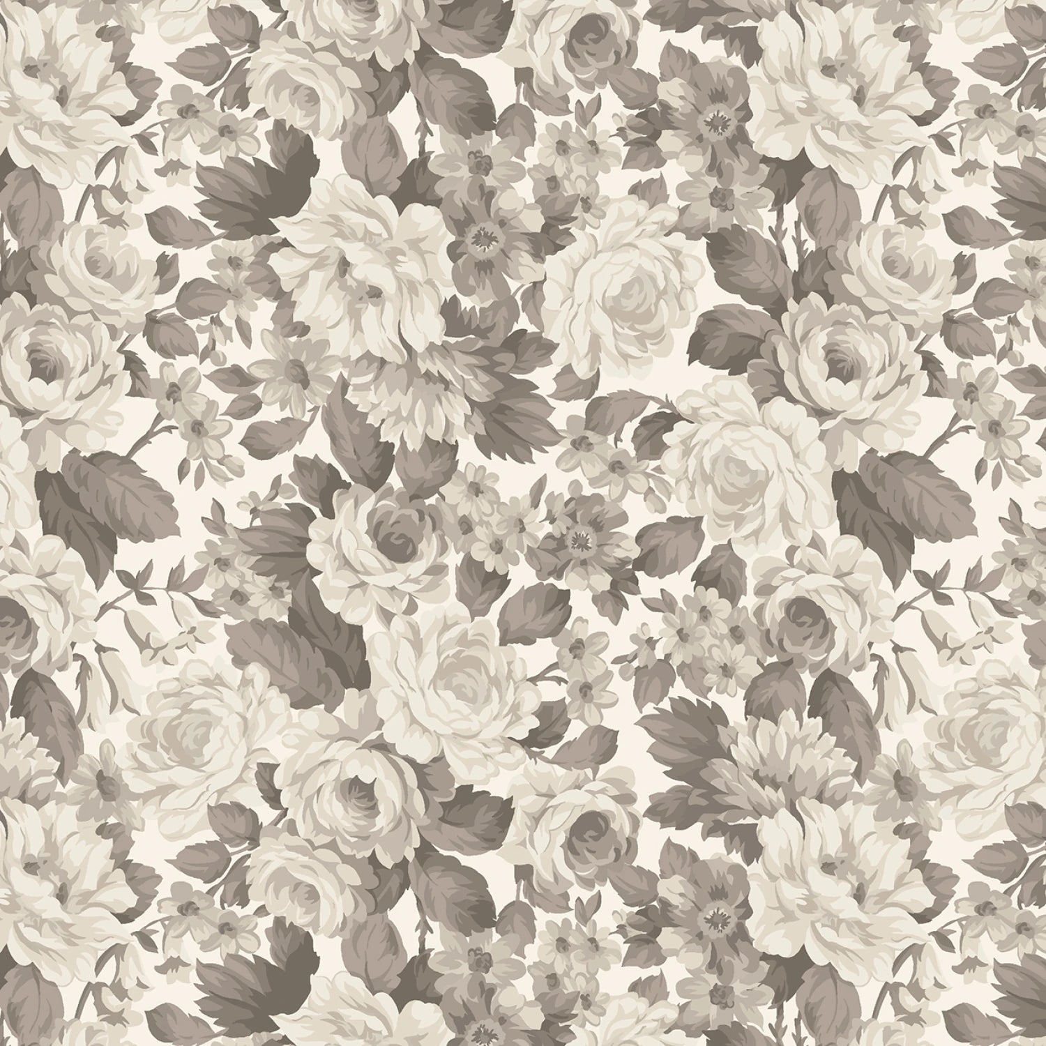 Blackberry Bramble Packed Floral Ivory Tonal