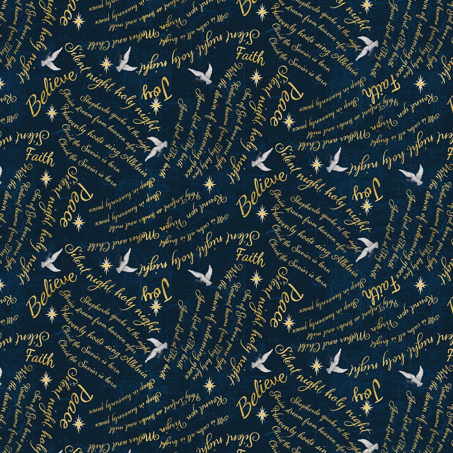 Silent Night Words Texture Navy