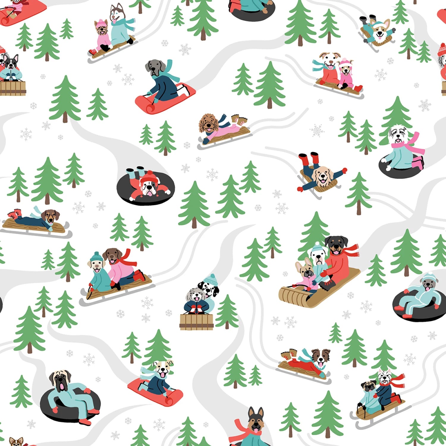 Winter Waggers - White Dogs Sledding