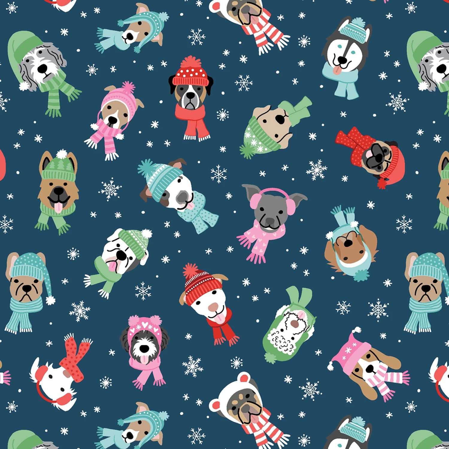 Winter Waggers Dogs In Hats And Scarves - Dark Blue