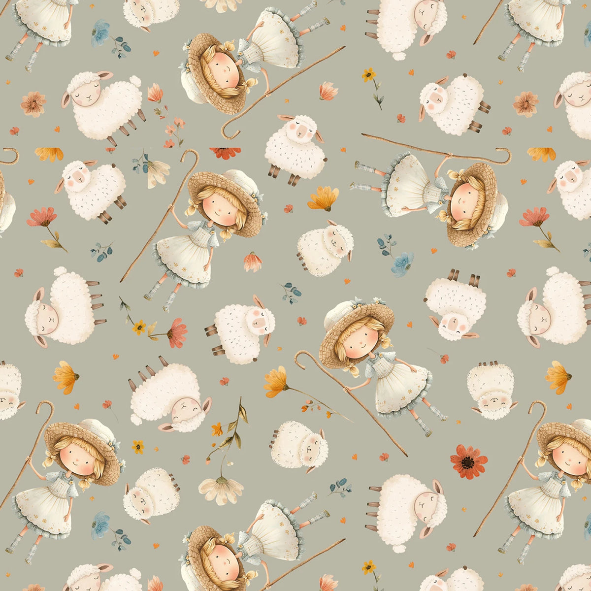 Nursery Rhyme Time Little Bo Peep - Light Grey