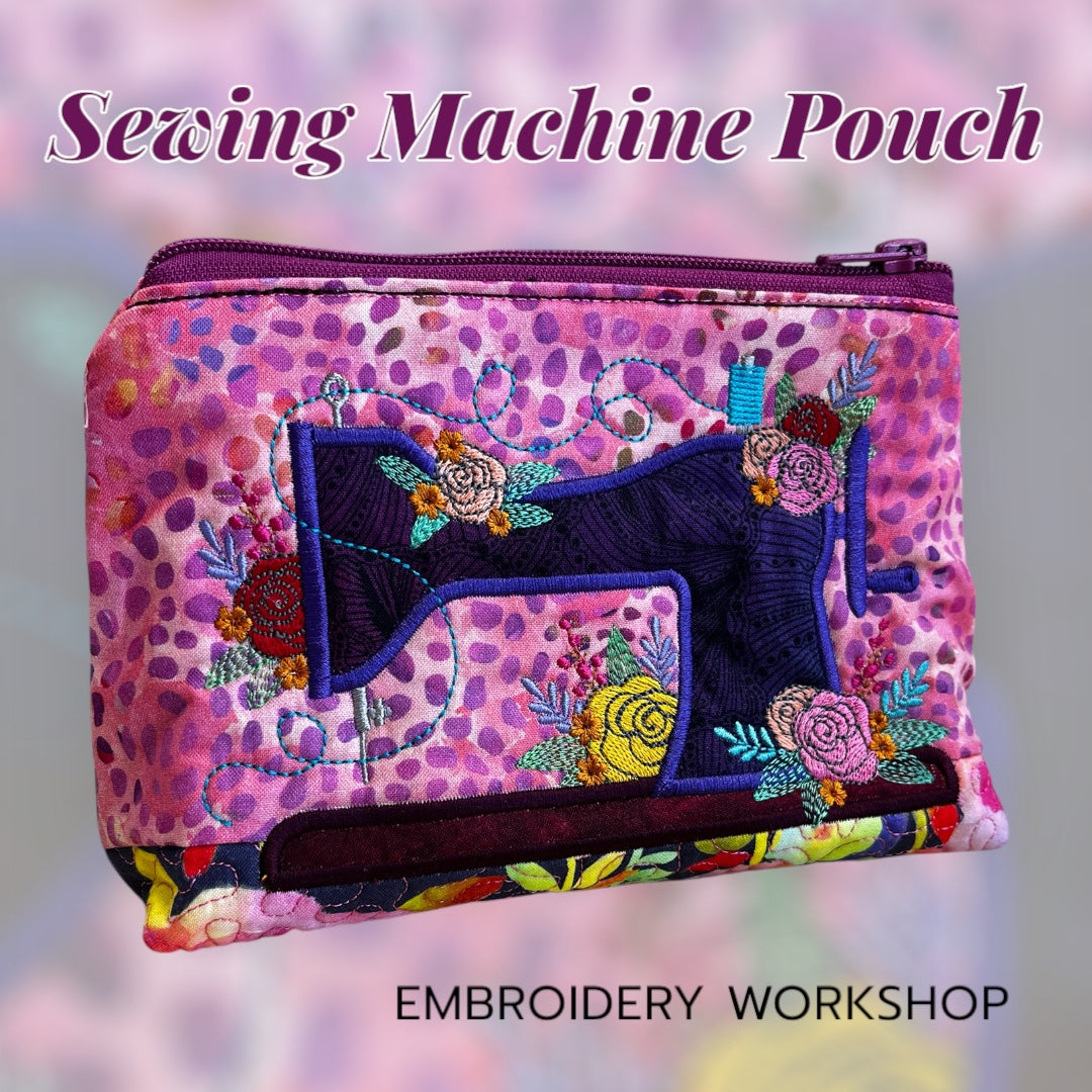 Floral Sewing Machine Embroidery Pouch