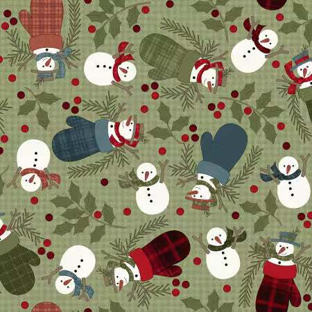 Holly Jolly Flannel Green Snowmen