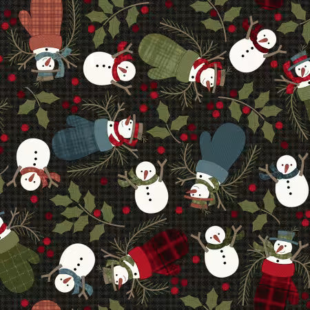 Holly Jolly Flannel Black Snowmen