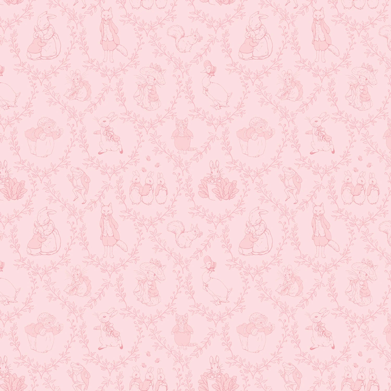 Peter Rabbit & Friends Toile Pink Flannel