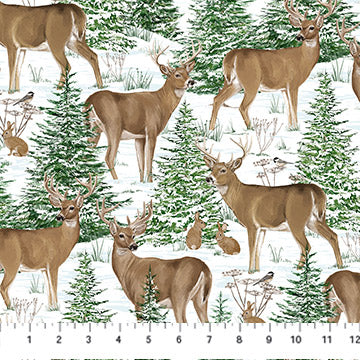 Woodland Woolies Flannel White Deer