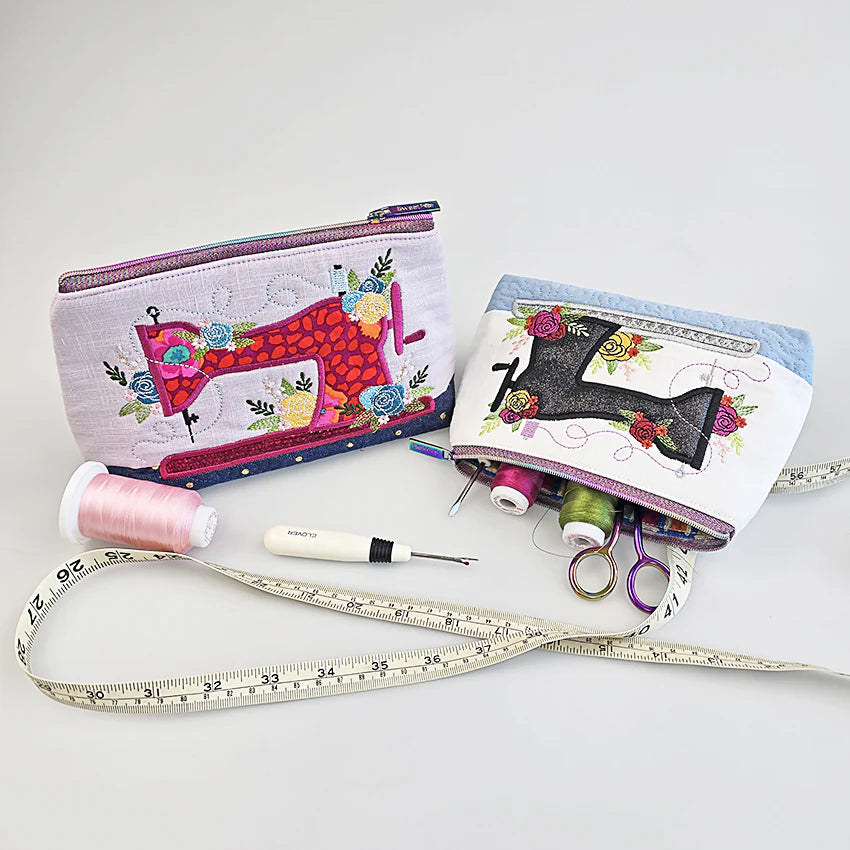 Floral Sewing Machine Embroidery Pouch
