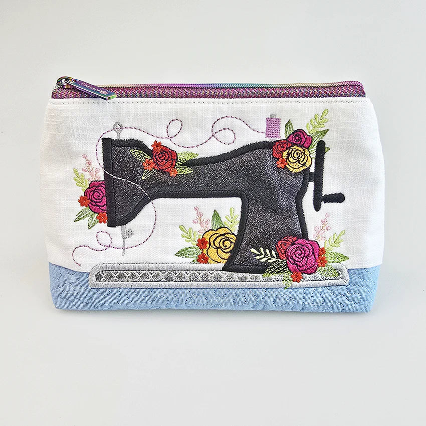Floral Sewing Machine Embroidery Pouch