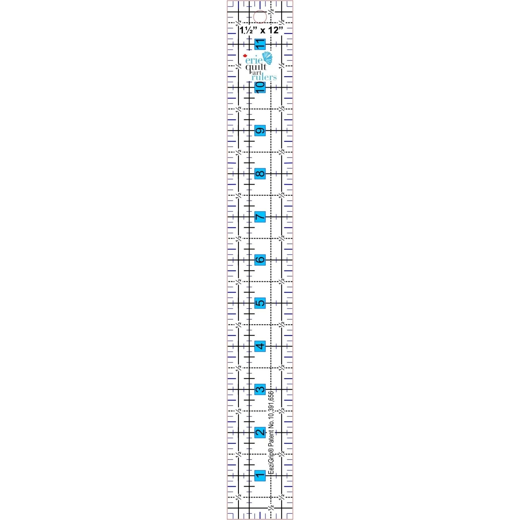 Erie Quilt Art 1.5" x 12" Non-Slip Quilting Ruler