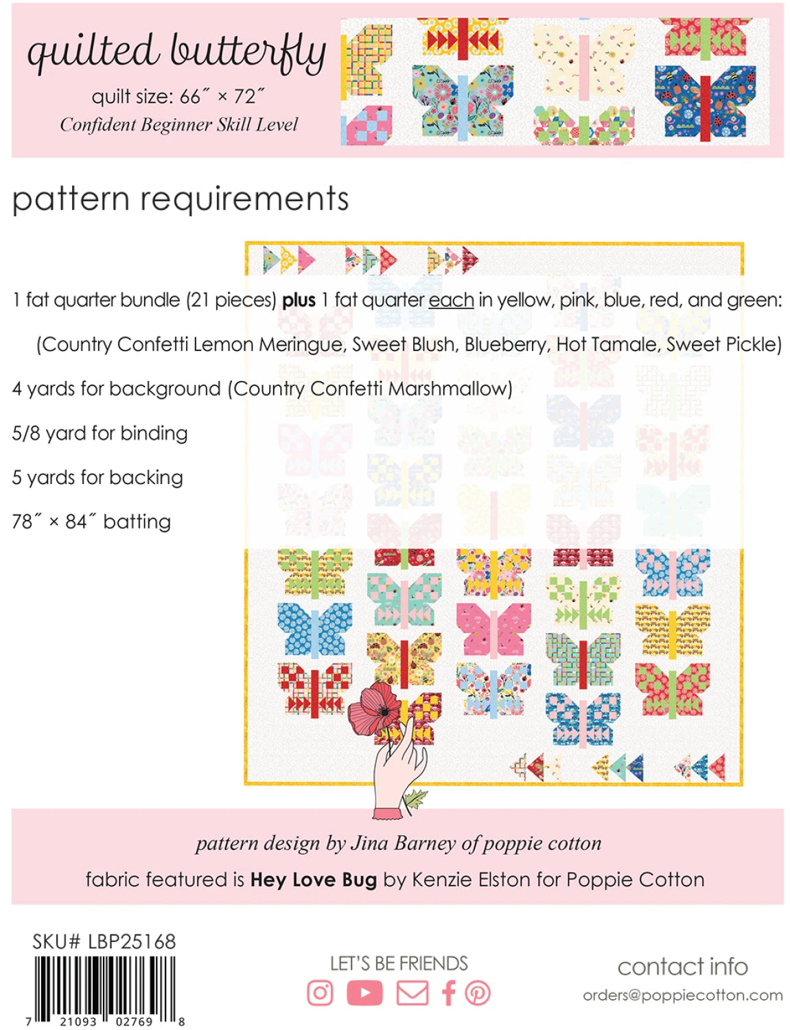 Quilt Pattern Hey Love Bug Butterfly