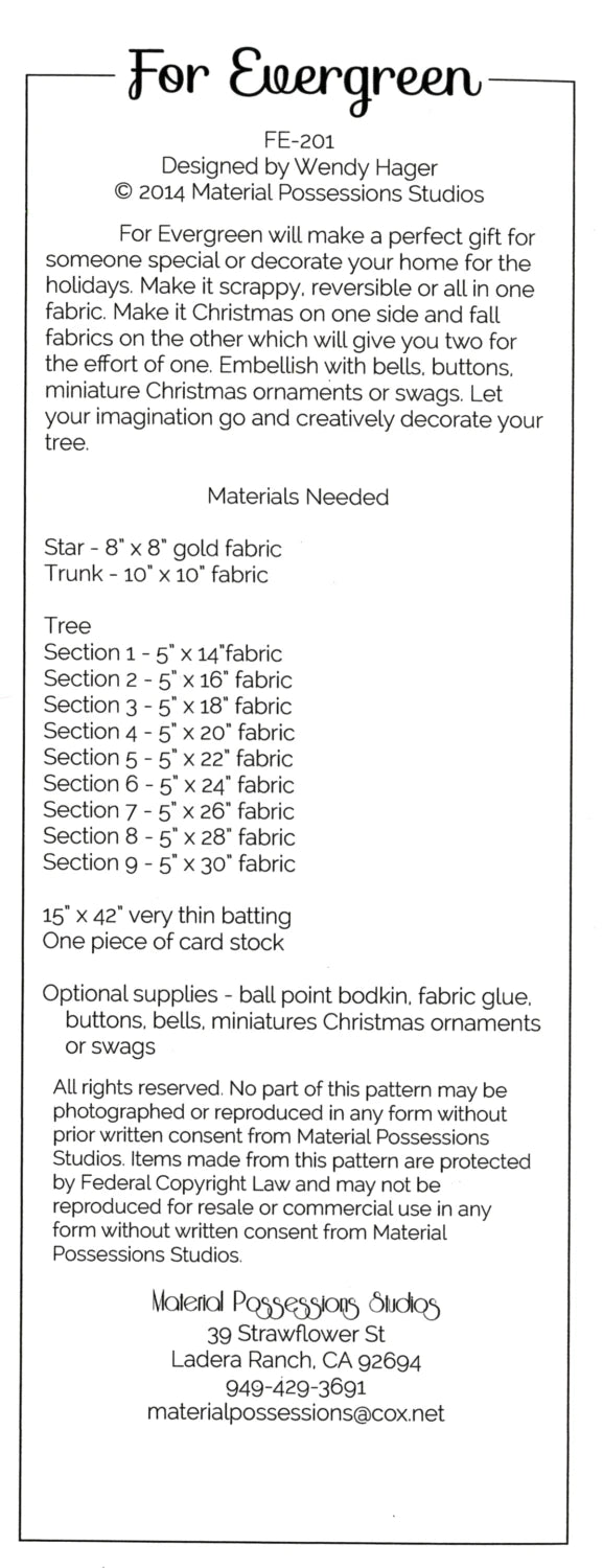 For Evergreen Tree Pattern