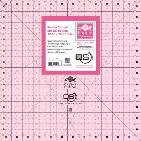 Quilters Select Poppie Cotton Non-Slip Ruler 12 1/2" x 12 1/2"