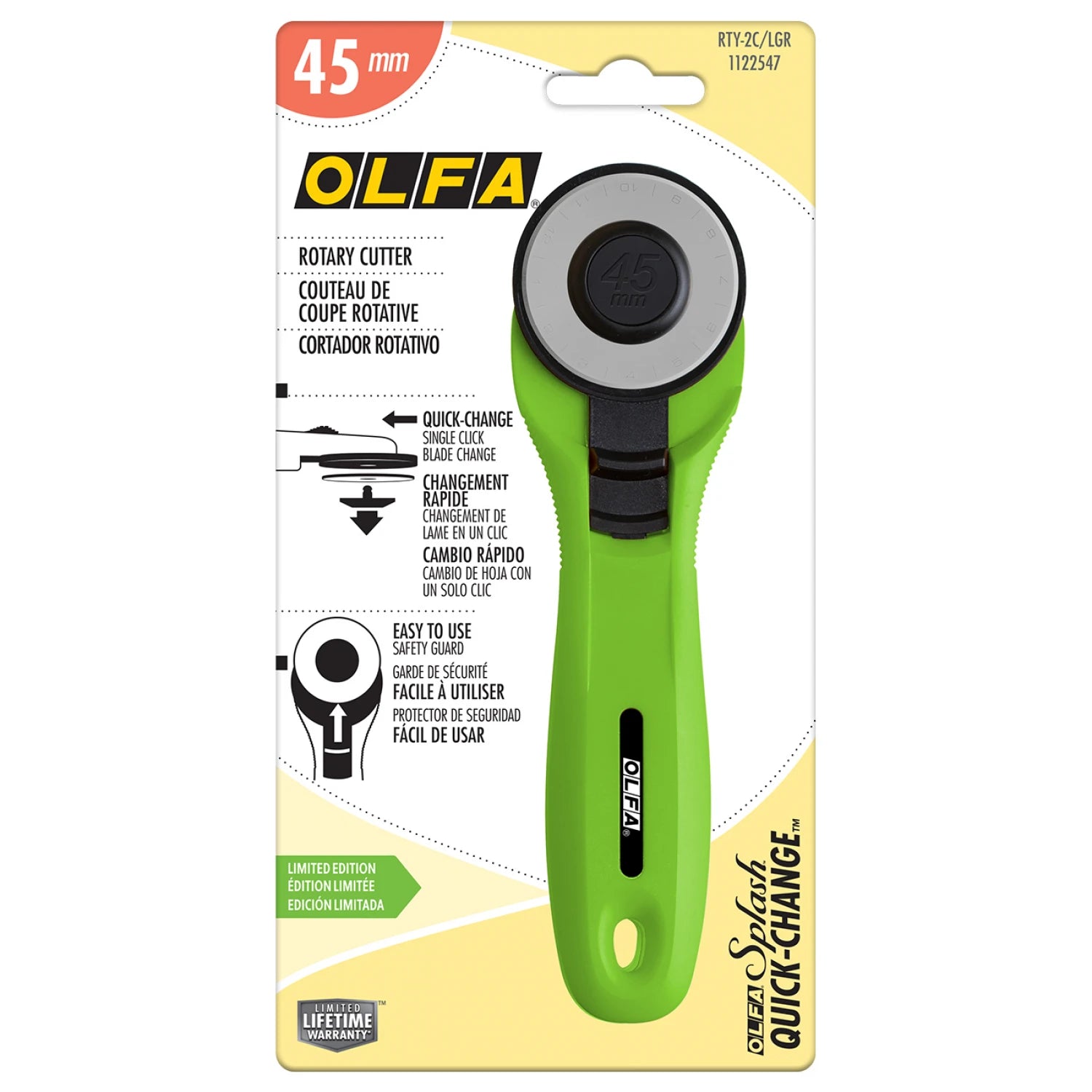OLFA 45mm Quick-Change Rotary Cutter LIme (Limited Edition)