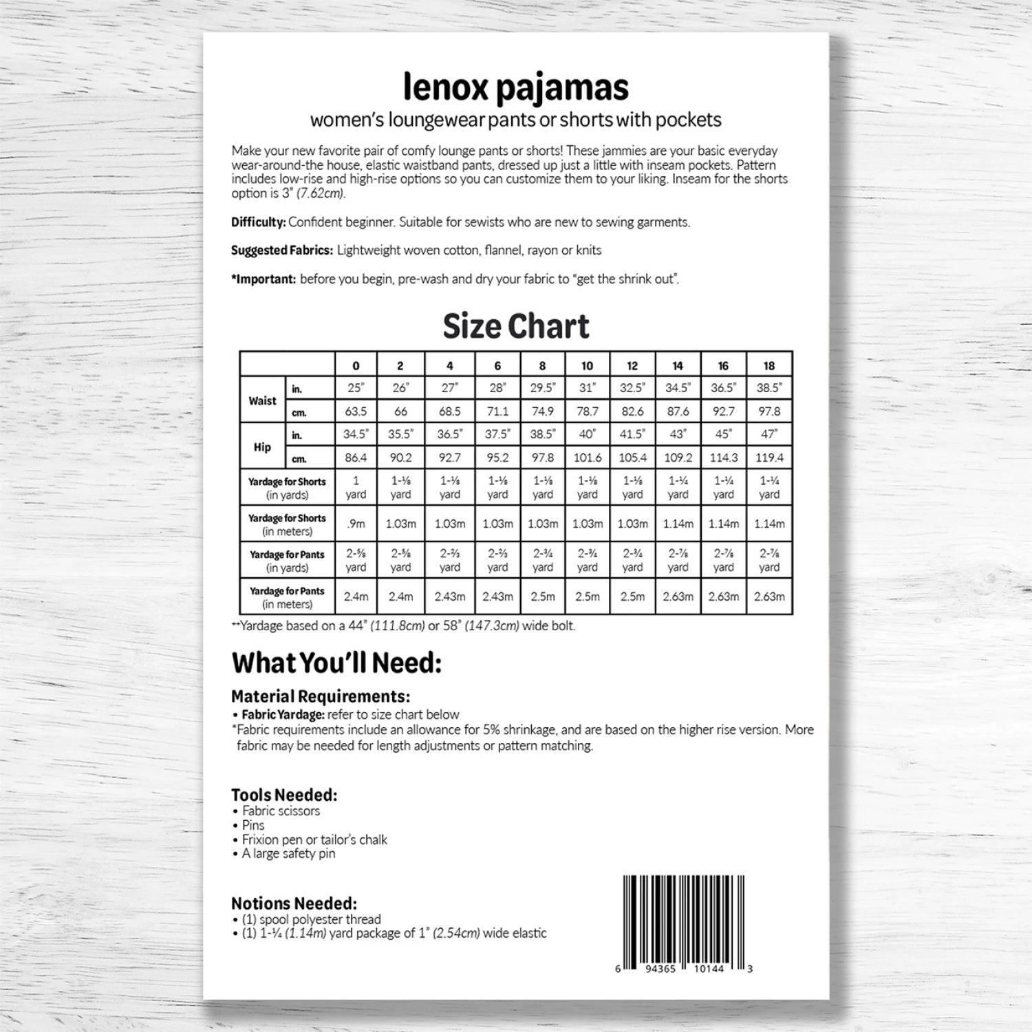 Lenox Pajamas Pattern