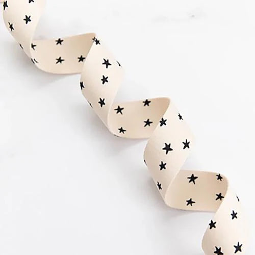 Starry Webbing - Natural in Black 1.5" wide
