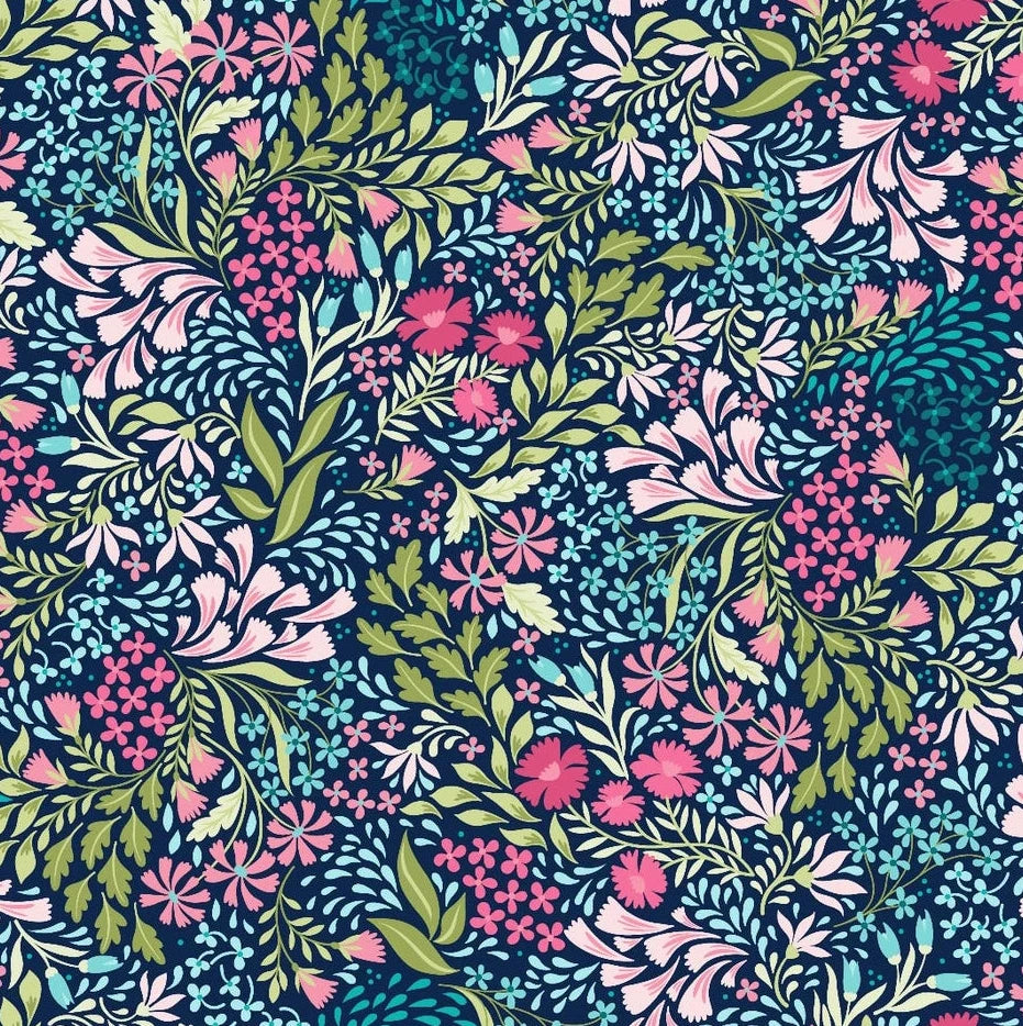 Garden Dalliance First Impressions Indigo - 108" Wideback
