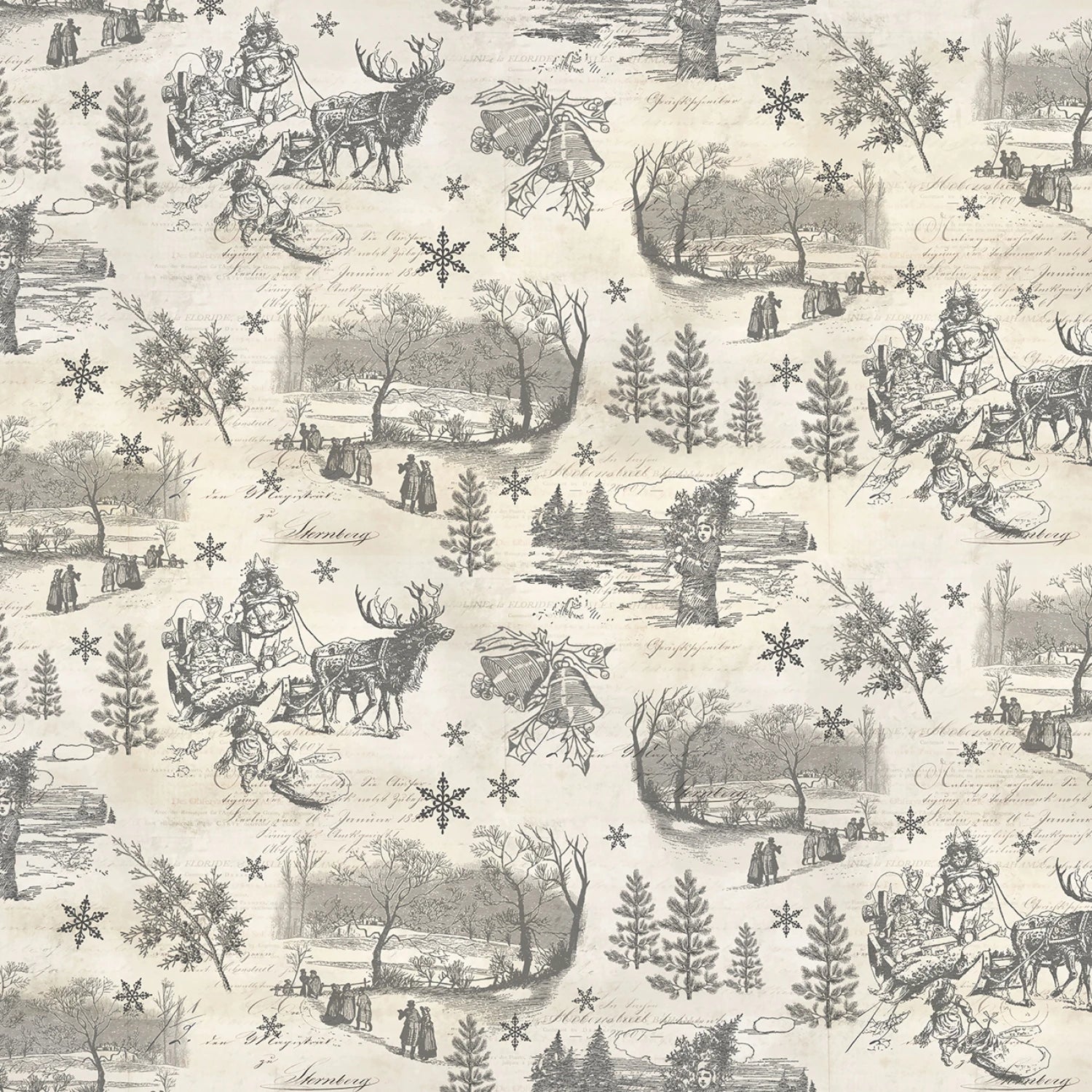 Holiday Nostalgia Gray Toile
