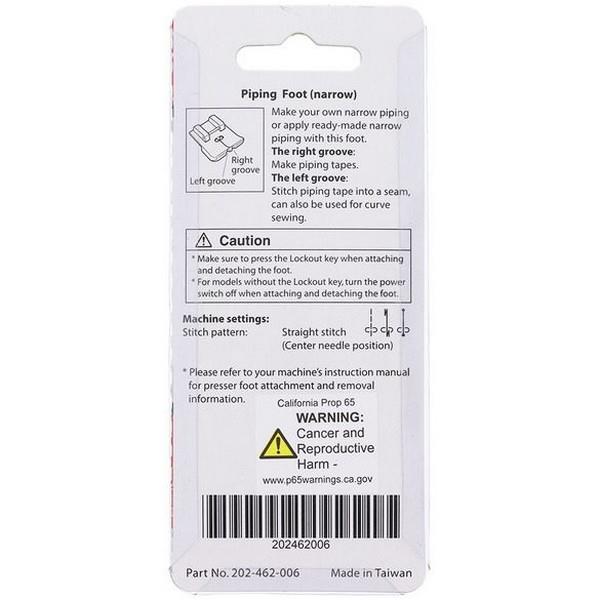 Janome Piping Foot (narrow) 9mm