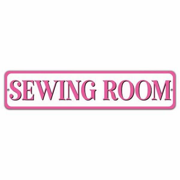 Sewing Room Aluminum Sign - (4" x 18")