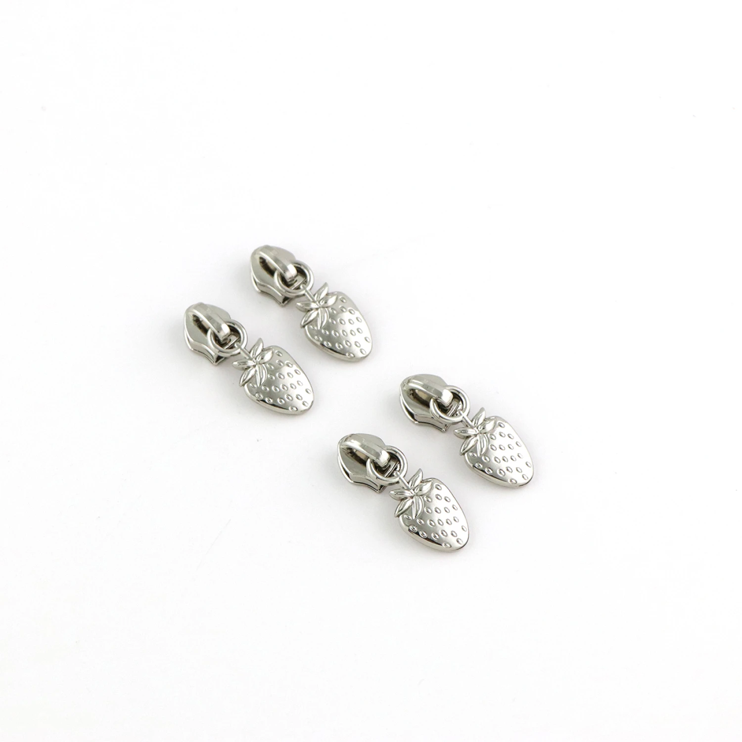 Four Strawberry Zipper Pulls Nickel (#5)