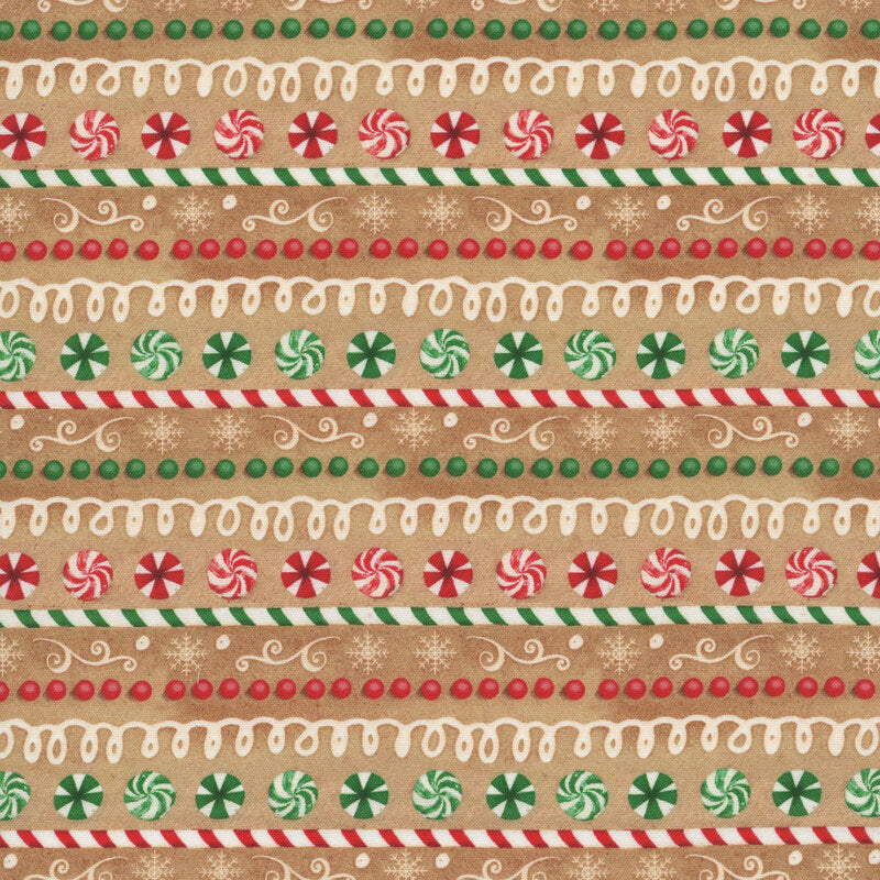 Very Merry Gingerbread Iced Candy Stripe - Tan