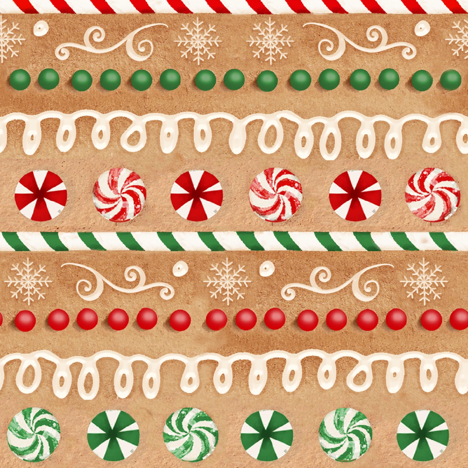 Very Merry Gingerbread Iced Candy Stripe - Tan