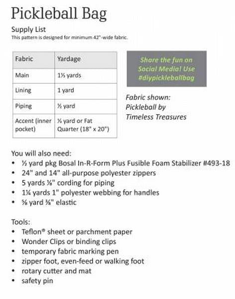 Pickleball Bag Pattern