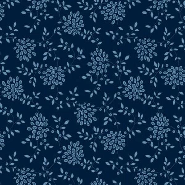 Tranquil Flannel Wideback Navy Contenmporary Floral (108" x 20")