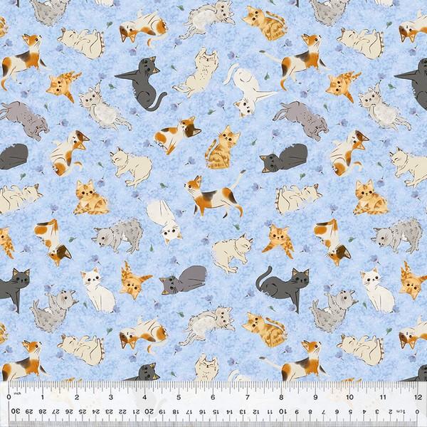 Cats in the Garden Flowerbed Purrs Periwinkle