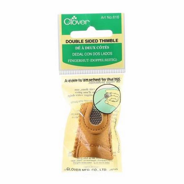 Clover Double-Sided Leather Thimble with Metal Tip