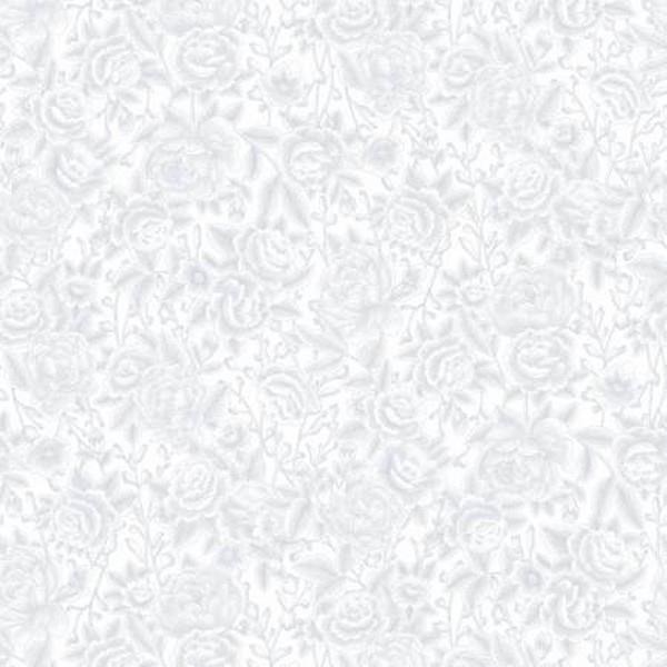 White on White Roses Wideback - 28" x 108"