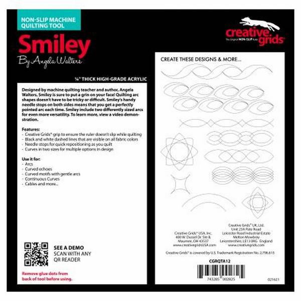 Creativ Grids Machine Quilting Ruler - Smiley by Angela Walters available at The Quilt Store in Canada