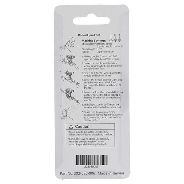 janome Hemmer Foot 6mm available in Canada at The Quilt Store