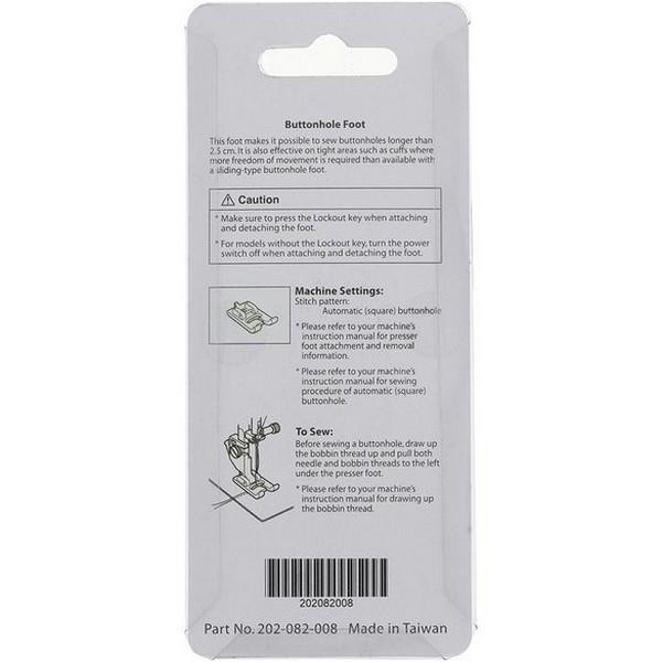 Janome Buttonhole Foot for 9mm stitch width machines available in Canada at The Quilt Store