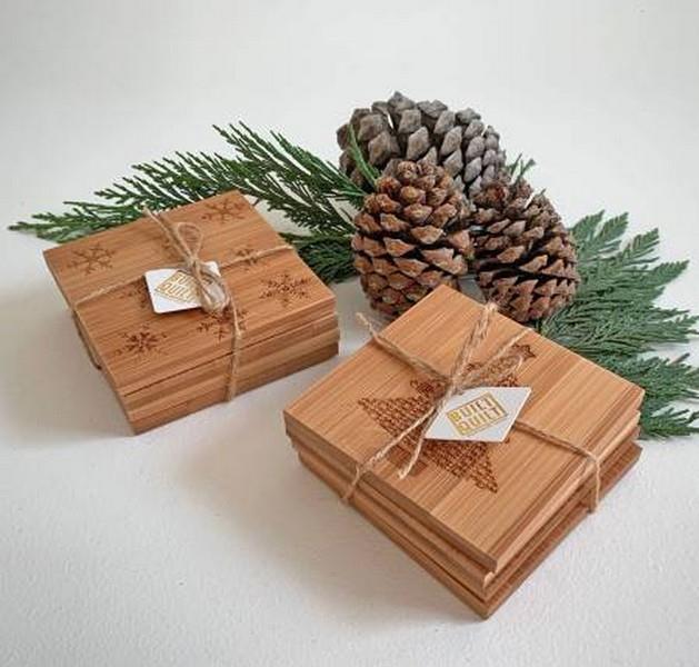 Built Quilt Bamboo Wood Coaster set available in Canada at The Quilt Store