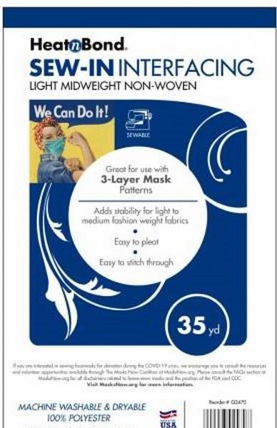 Heat'n'Bond Sew-in Interfacing for Masks available at The Quilt Store in Canada